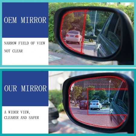 Convex and concave mirrors in cars